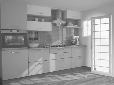 Modern kitchen interior Low-poly 3D model