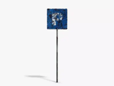 Damaged Parking Sign Low-poly 3D model