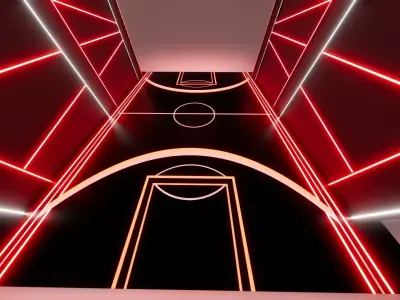 Futuristic Neon Basketball Tunnel Entrance  Event Booth 3D model