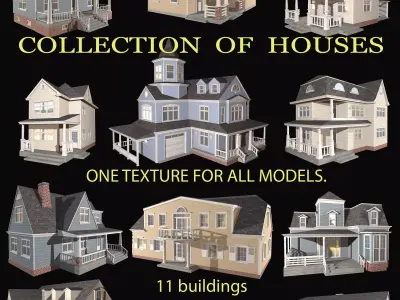 COLLECTION OF HOUSES Low-poly 3D model