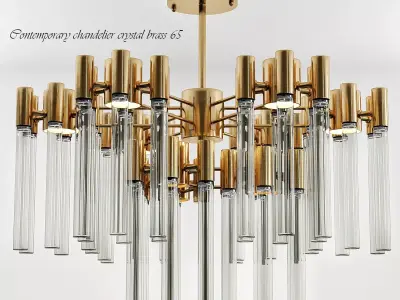 Contemporary chandelier crystal brass 65 3D model