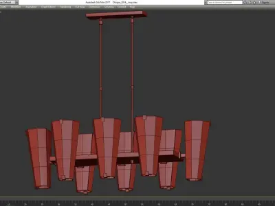 Alpine Medium Linear Chandelier low poly 3d model Low-poly 3D model