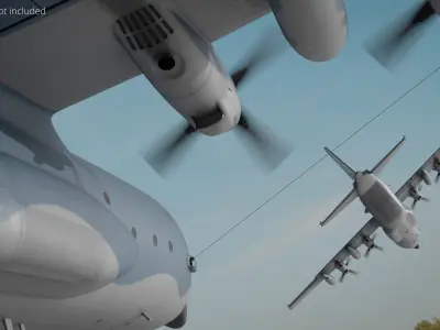  MC 130E Military Cargo Transport Aircraft Rigged for Maya 