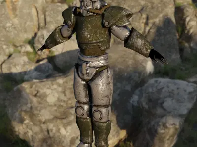 T-51b Fallout New Vegas low poly PBR Low-poly 3D model