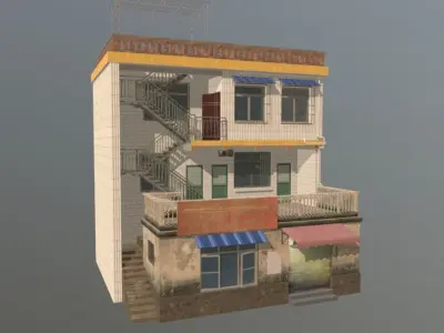 Building houses in small town residential areas Low-poly 3D model