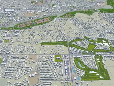 Sioux Falls South Dakota USA 40km Low-poly 3D model