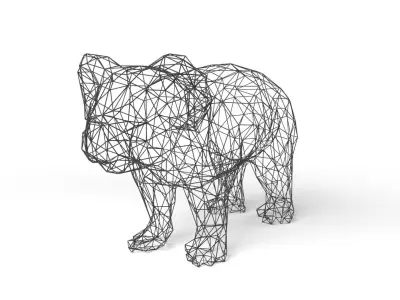 Koala Wireframe Low-poly 3D model