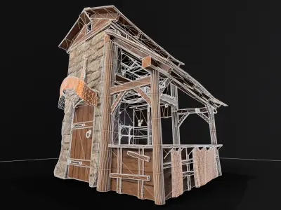 Medieval Market Stall Low-poly 3D model