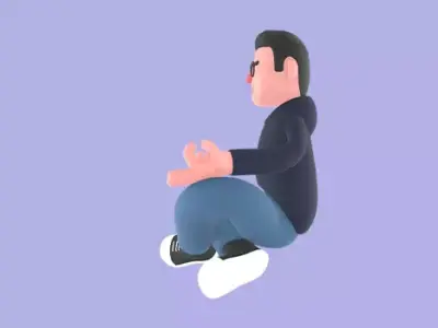 Stylized 3D Male Programmer Character - Angry Sitting Pose 3D model