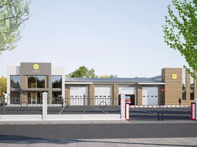 Fire station Low-poly 3D model