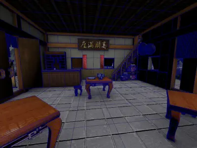 Chinese style tavern Low-poly 3D model