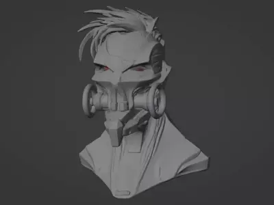 Cyber On Bust  Futuristic Sci-Fi Character 3D Model for Printing 3D print model
