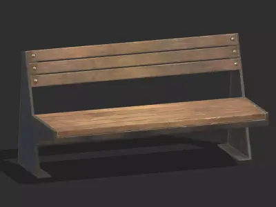 Bench 06 Low Poly PBR Realistic Low-poly 3D model