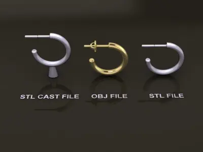 Earring Hoop Rope Opened Back 15mm Width Inside  3D print model