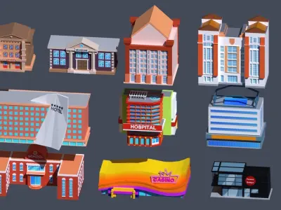 Building low Poly Pack  Low-poly 3D model