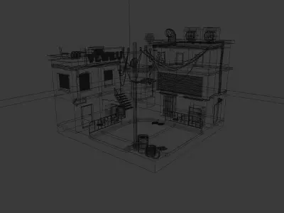 Low poly Cyberpunk City Low-poly 3D model