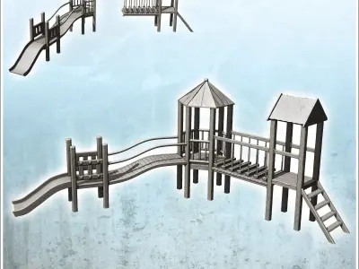 Modern childrens play structure with slide 8 3D print model