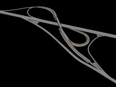 road junction low poly 3D model