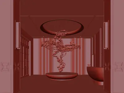 Modern reception lobby 3D model 11