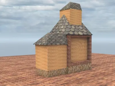 house with roof Low-poly 3D model