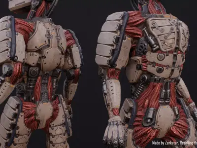 Rigged high-quality sci-fi robot character Low-poly 3D model