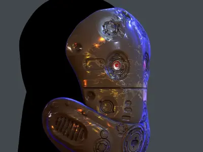 Gas mask helmet scifi Low-poly character art game space  Low-poly 3D model 3