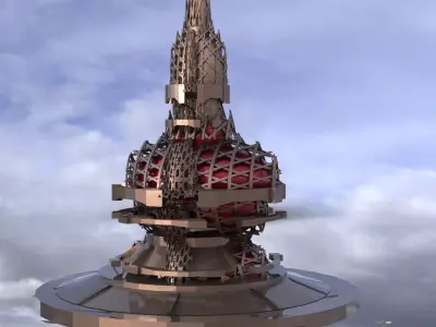 Sci fi Gold Hive Finance dome 3D model