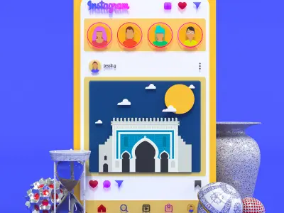 Instagram phone ui interface  3D model