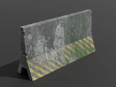 Dirty Concrete Street Barrier Collection Low-poly 3D model