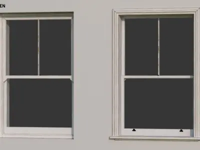 Small Sash Window Low Poly Game Ready PBR 4 Color Variants Low-poly 3D model