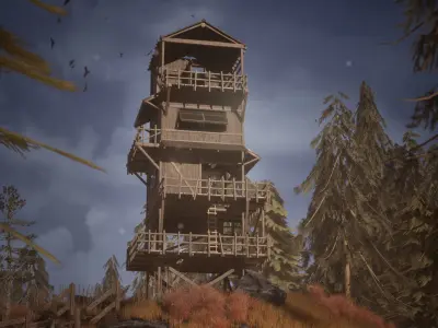 Modular Watchtower 36 Assets Low-poly 3D model