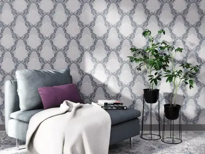 Steel Blue Baroque Wallpaper Texture