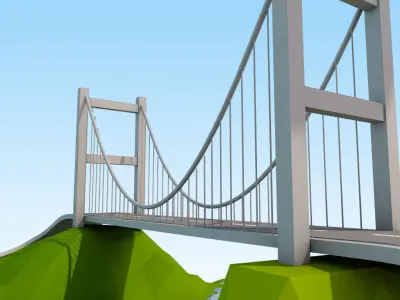 Istanbul Lowpoly island with bridge and trees 3D model