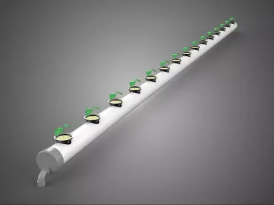 PVC PIPE CHANNEL NET POTS NFT HYDROPONIC CROP SEEDLING PLANT 3D model