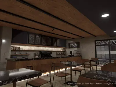 Cafeteria - Coffe Shop - Interior and Exterior 3D model