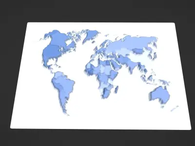 World Map Topography Low-poly 3D model