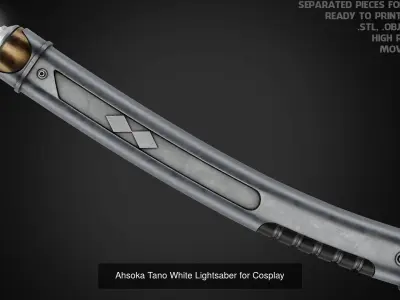 Ahsoka Tano White Lightsaber and Shoto for Cosplay 3D Model Pack