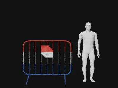 Pedestrian Guardrail Low-poly 3D model