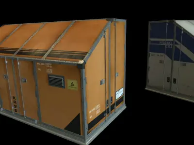 Airport shipping containers Low-poly 3D model