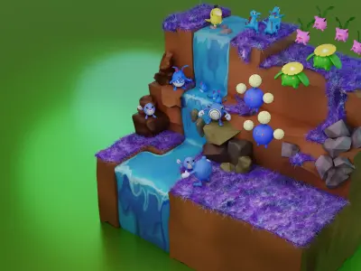 Pokemon Water Region Low-poly 3D model