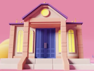 Toon House Low-poly 3D model