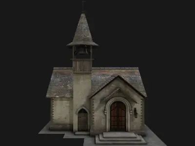 Medieval Catholic Church Low-poly 3D model
