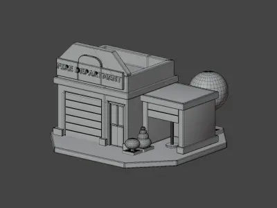 Fire Station 3D Illustration 3D model