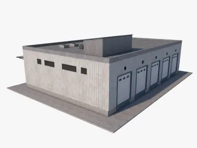 industrial building warehouse 2 3D model
