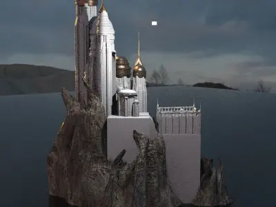 White Marble Palace statue 1 3D model