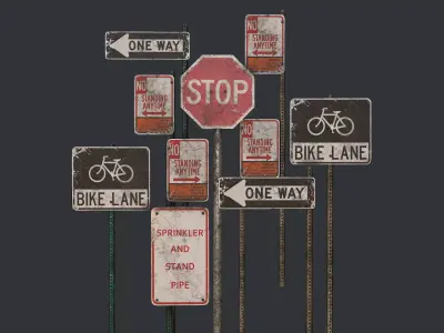 Traffic Sign Old Low-poly 3D model