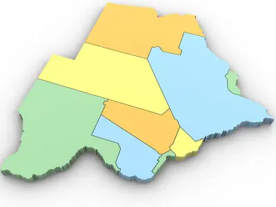 3d Political Map of Botswana 3D model