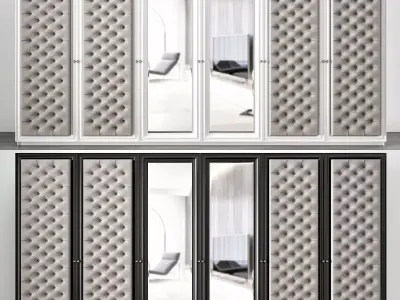 Large 6 Door Button Upholstered Fitted Wardrobe 3d model Low-poly 3D model