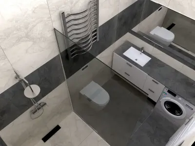 bathrooms bathroom with toilet and shower 3D model