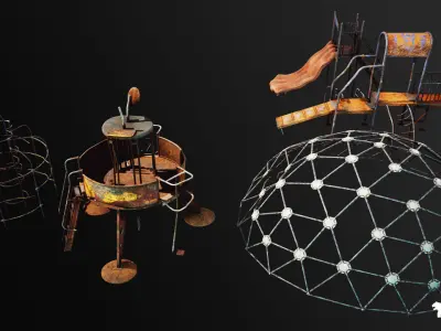 Post Apocalyptic Playground Equipment VOL 1 Low-poly 3D model